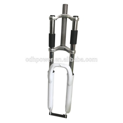 Double crown bicycle front suspension fork/white