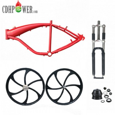 3.75L Gas Tank Frame (Red),26" Magnesium Wheels,26" Black fork and 1 1/8" Headset Combo